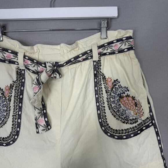 Anthropologie Shorts Womens Small Ivory Annaleigh Piper Floral Embroidered Boho - Picture 2 of 11